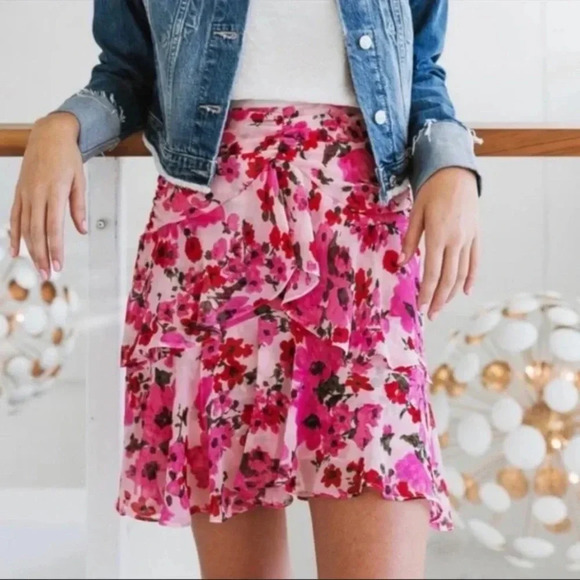 Misa los Angeles Elisa Mini Skirt Pink Floral xs - Picture 1 of 7